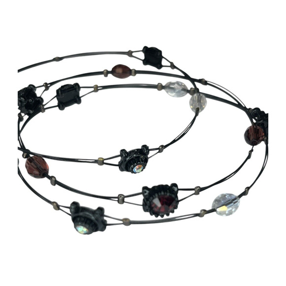 3 Piece Set Bracelets Lot with Black Wire Trio Bundle Bangle - Picture 2 of 4